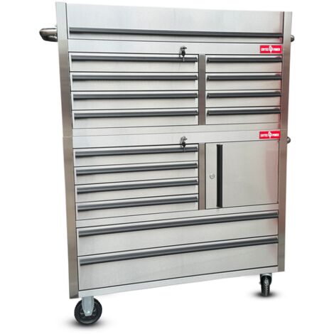 Crytec 41" Stainless Steel 14 Drawer Tool Cabinet