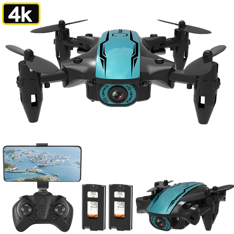 

CS02 RC Drone con camara 4K Wifi FPV Beginner Drone Mini Quadcopter plegable de juguete para ninos Modo sin cabeza Track Flight Luces LED,caja 4k 2