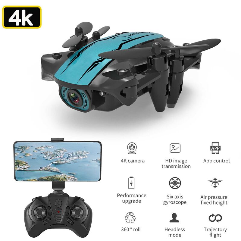 

CS02 RC Drone con camara 4K Wifi FPV Beginner Drone Mini Quadcopter plegable de juguete para ninos Modo sin cabeza Track Flight Luces LED,caja 4k 3