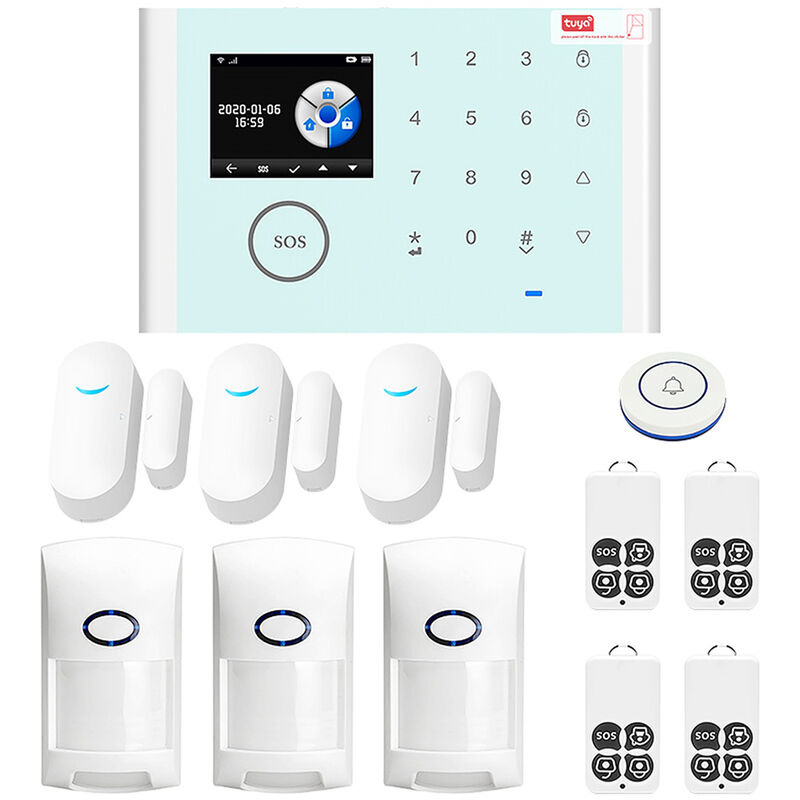 CS118 WiFi+GSM+GPRS 3 IN 1 Network Intelligent Home Alarm System Tuya APP Remote Control 433MHz Home Secure Door Bell Smart Alertor Compatible with