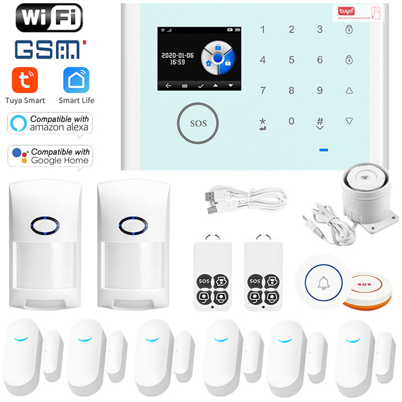 CS118 WiFi+GSM+GPRS 3 IN 1 Network Intelligent Home Alarm System Tuya APP Remote Control 433MHz Home Secure Door Bell Smart Alertor Compatible with
