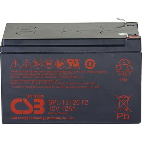 CSB Battery GPL 12120 GPL12120F2 Batteria al piombo 12 V 12 Ah Piombo-AGM  (L x A x P) 151 x 100 x 98 mm Spina piatta