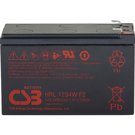 CSB Battery HRL 1234W high-rate longlife HRL1234WF2-FR Batterie au plomb 12 V 8.5 Ah plomb (AGM) (l x H x P) 151 x 94 x 65 mm cosses plates 6,35 mm sans