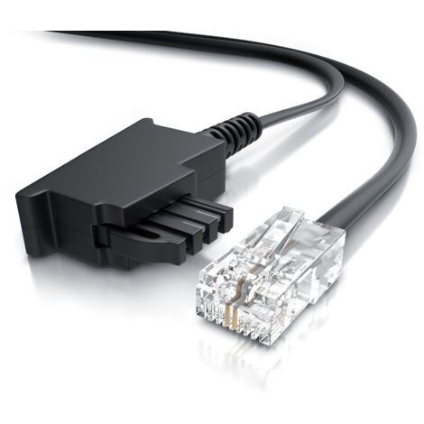 CSL - Internet Kabel Routerkabel - TAE-F Stecker auf RJ45 Stecker - 50m - Internetkabel - Router an die Telefondose, TAE - schwarz