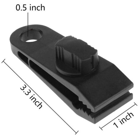 CSPARCV 10 set di clip multifunzionali per teloni, morsetti per tende con cordino elastico nero per teloni, tende da sole, campeggio, roulotte e coperture