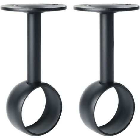 CSPARCV 2 pezzi Supporto per asta per tende, Supporto per asta per guardaroba con viti, Montaggio a soffitto per tende e guardaroba, Acciaio inossidabile nero opaco, Diametro 32 mm