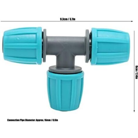 CSPARCV 20 pezzi Raccordi a T con innesto rapido, raccordi per tubo flessibile con innesto rapido da 16 mm, raccordi per irrigazione a goccia, connettori a T per tubi, adattatori a 3 vie, giunti per t