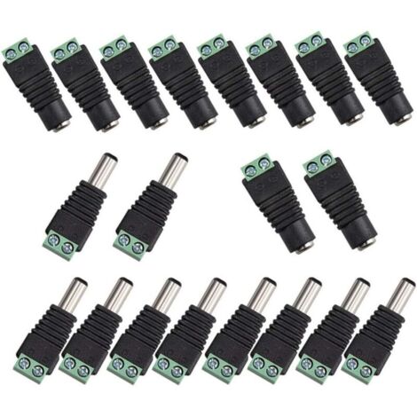 CSPARCV 20 Stück DC-Netzteilstecker (männlich/weiblich), 2,1 x 5,5 mm, 12 V, Adapter für CCTV-Kameras, DVR-Sicherheitssysteme und LED-Leuchten