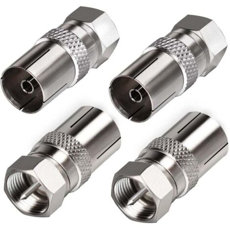 CSPARCV 4-teiliger TV-Antennenstecker F-Stecker auf TV-Buchse, Koaxialadapter für Antennenkabel und Satellitenkabel, 9,5-mm-TV-Buchse auf F-Stecker