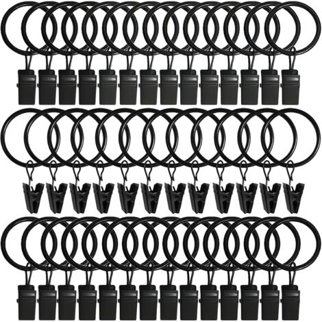 80 Anelli Per Tende In Metallo Con Ganci, Diametro 3,2 Cm, Nero Opaco, Resistenti Alla Ruggine, Per Finestra E Doccia - 2