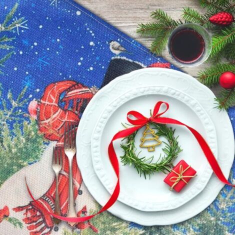 CSPARCV 4er-Set weihnachtliche Tischsets aus Leinen mit Schneemann-Motiv, für Feiertage, Bauernhof, drinnen, draußen, Zuhause, Partys und Esszimmer