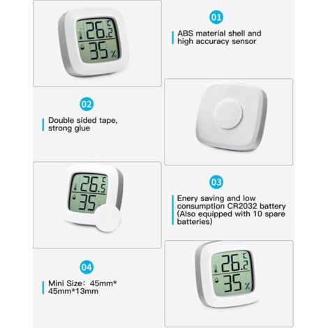CSPARCV 5-teiliges digitales Thermometer-Hygrometer-Set für Innenräume, Komfortstufenanzeige, kleines, hochpräzises digitales Thermometer-Hygrometer, Babyzimmerthermometer für Wohnzimmer, Lager und Sc