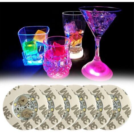 CSPARCV 6-teiliges LED-Untersetzer-Set, Leuchtuntersetzer, selbstklebende LED-Untersetzer, dreifarbige Abschnitte, weihnachtliche LED-Untersetzer für die Hochzeitsbar