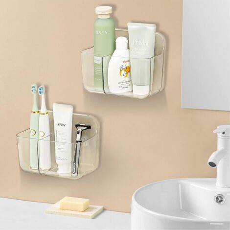 CSPARCV Badezimmerregal, 2-teiliges Duschregal, kein Bohren erforderlich, Wandmontage, Badezimmer- und Küchenregal, Organizer für Shampoo und Duschgel
