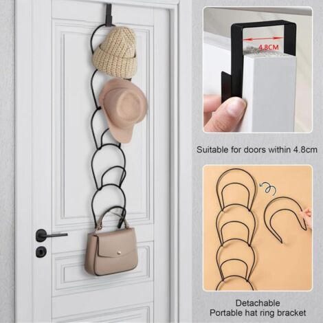 CSPARCV Confezione da 10 porta cappelli, appendiabiti da parete con 2 ganci per porta per cappellini da baseball, sciarpe, borse, asciugamani, vestiti, cravatte (nero)