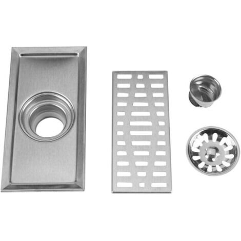 CSPARCV Floor Drain, Rectangular Floor Drain, 20x10cm, Thick Steel Rectangular Floor Drain, Rust-Resistant Bathroom Shower Drain, Kitchen Waste Grate