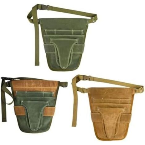 CSPARCV Marsupio da giardinaggio 30x28,5 cm, marsupio in tela per attrezzi da giardino con molteplici tasche portaoggetti impermeabili, portatile per uomo e donna, resistente, forbici, tosaerba