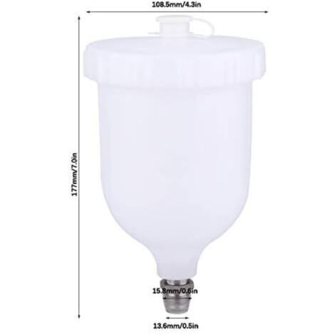 CSPARCV Serbatoio per vernice a gravità da 10,9x10,9x17,7 cm, connettore filettato maschio, accessori per utensili pneumatici, serbatoio per aerografo da 600 ml, serbatoio per pistola a spruzzo per...