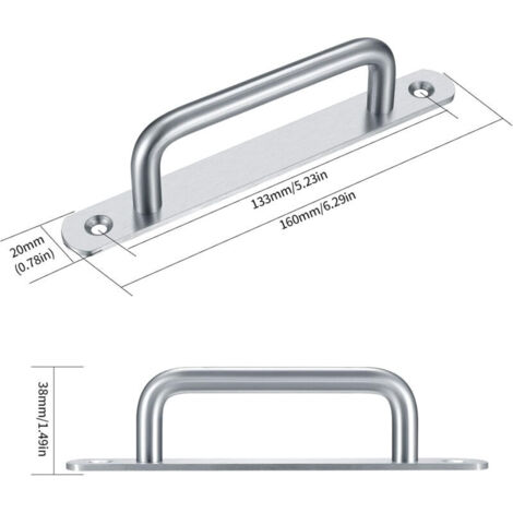 CSPARCV Set di 2 maniglie scorrevoli per porte a fienile, maniglie a tirante per porte scorrevoli con piastra in acciaio inox per porte a fienile, armadi e credenze - 160 mm