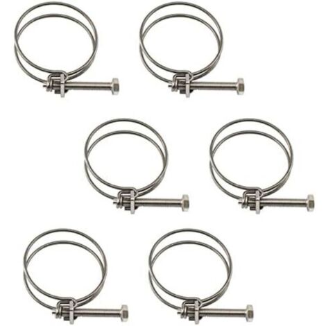CSPARCV Set of 6 Double Wire 304 Stainless Steel Hose Clamps 55-60 mm