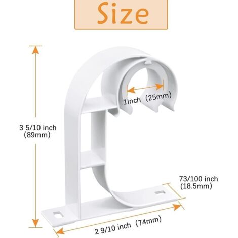 CSPARCV Staffa per asta per tende da soffitto, staffe per asta per tende resistenti, bianche, in lega di alluminio, staffa per asta per tende con anello in plastica, staffe da soffitto