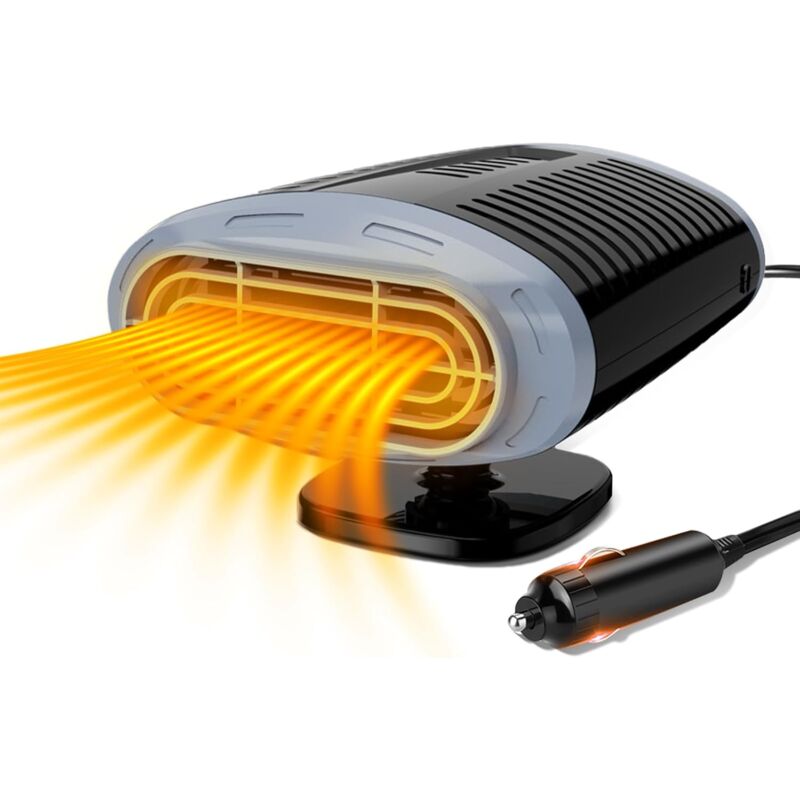 Csparkv - 1 pcs Chauffage de Voiture 12V 150W, Chauffage de Ventilateur de Voiture Portable 12 Volts avec Allume-Cigarette Désembueur de Fenêtre et