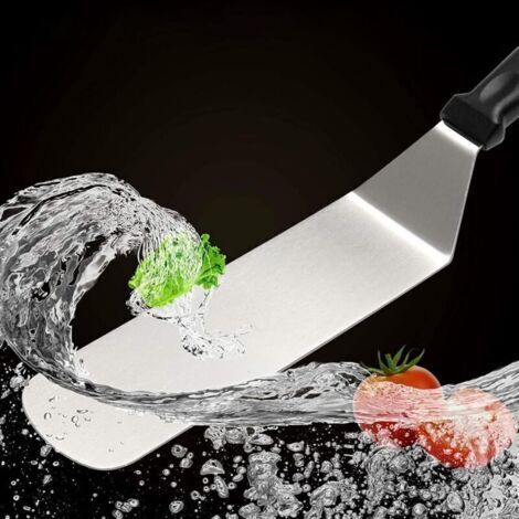 CSPARKV 1 PCS Spatules coudées à Gâteau pâtisserie, Spatule en acier inoxydable, Accessoires pour barbecue, Spatule à hamburger, Spatule à crêpes, Idéale pour barbecue et grill à dessus plat