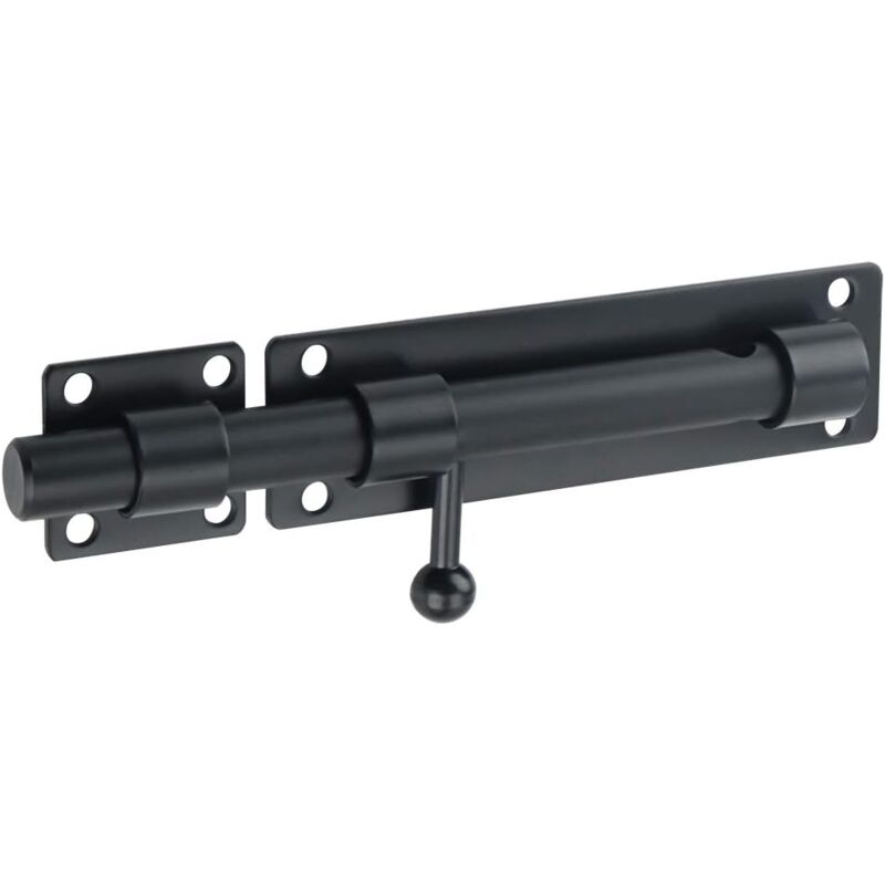 1 pcs Verrous Loquet Porte Extérieur Loquet de Porte à Boulon Coulissant Verrou de Porte à Barillet Serrure avec Trou pour Cadenas, Finition Noir Mat