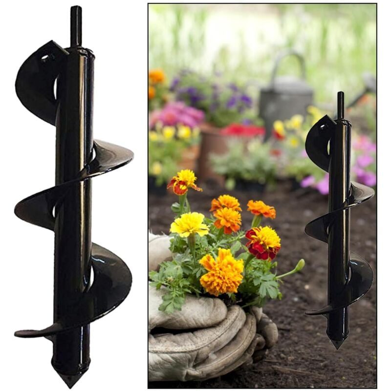 Csparkv - 1 Pièces Meche Tariere, Foret Hélicoïdal Jardin, Outil Creuser Trou Terre, Mèche Tarière Perceuse, pour Plantation de Jardin, Relâchement