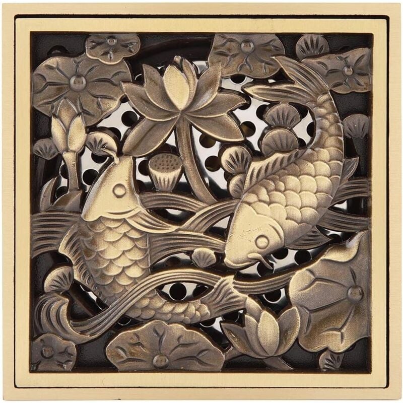 Csparkv - 10 cm Drain De Plancher Siphon De Sol en Laiton Antique en Laiton De Déchets Crépine Couverture Grille pour La Maison Cuisine Salle De