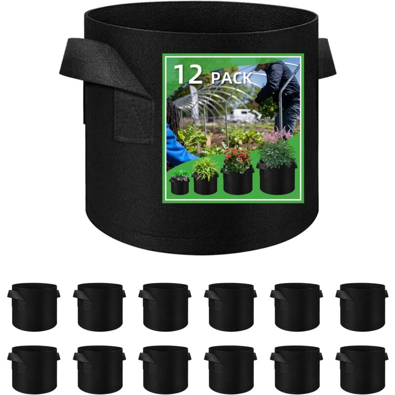10 gallons)Lot de 12 sacs de plantation de 37 l en tissu non tissé, sacs de culture pour plantes de jardin, pots de fleurs respirants en tissu non