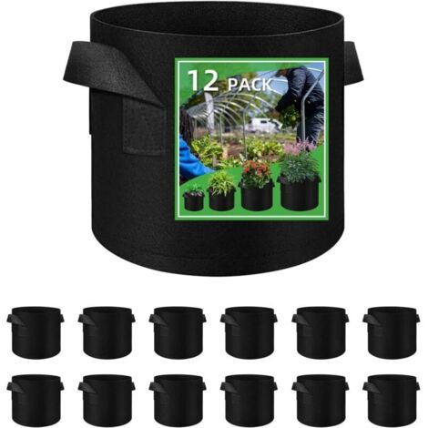 CSPARKV (10 gallons)Lot de 12 sacs de plantation de 37 l en tissu non tissé, sacs de culture pour plantes de jardin, pots de fleurs respirants en tissu non tissé avec poignées, fleurs, plantes