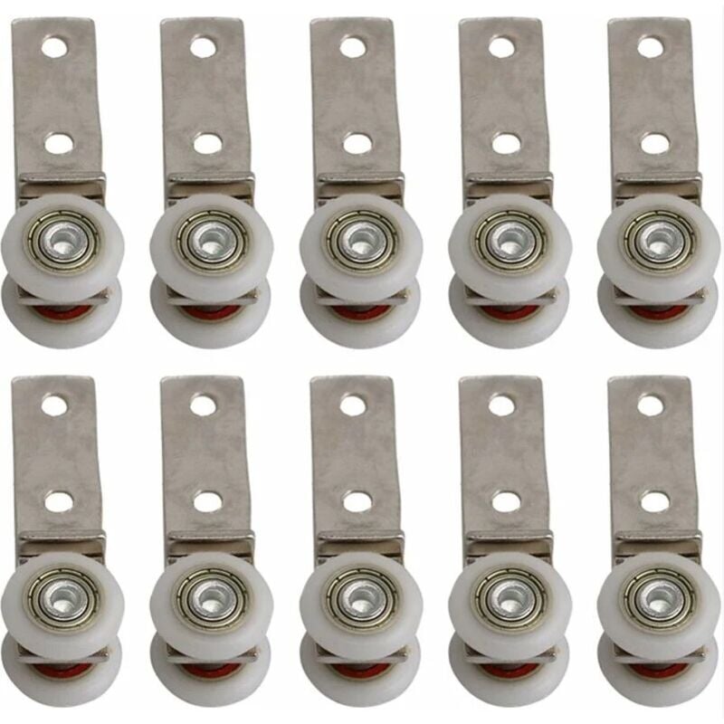 Csparkv - 10 pack 1,9 cm Coude de conduit en métal Roulement Bloc de poulie avec deux Plastique de roue pour porte coulissante fenêtre Cabinet