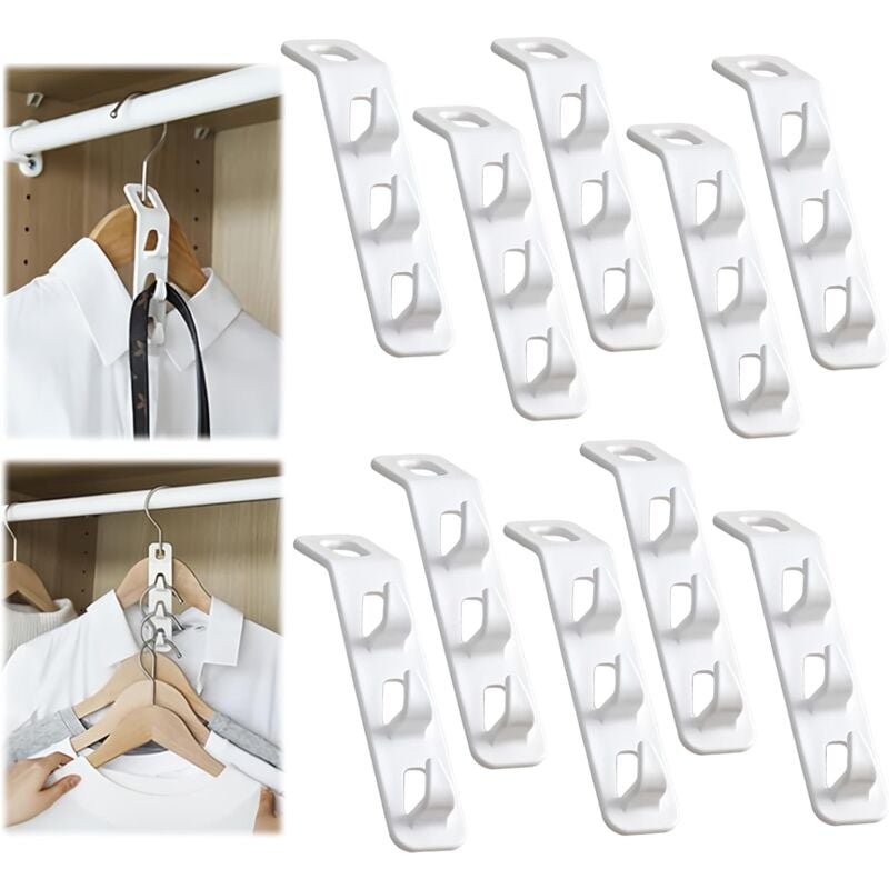 10 Pièces Cintre Gain de Place,Crochet Cintre Crochet pour Cintres Gain de Place Max Cintres Gain de Place,Crochets a Vêtements en Cascade pour Garde