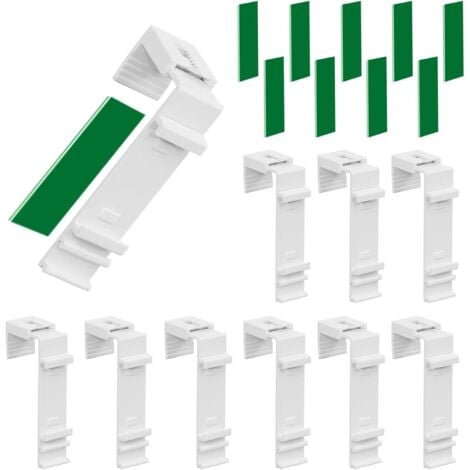 CSPARKV 10 Pieces Roller Blind Hooks, No Drilling Roller Blind Fixing, with Adhesive, Mounting Accessories for Hanging on PVC Windows and Balcony Doors