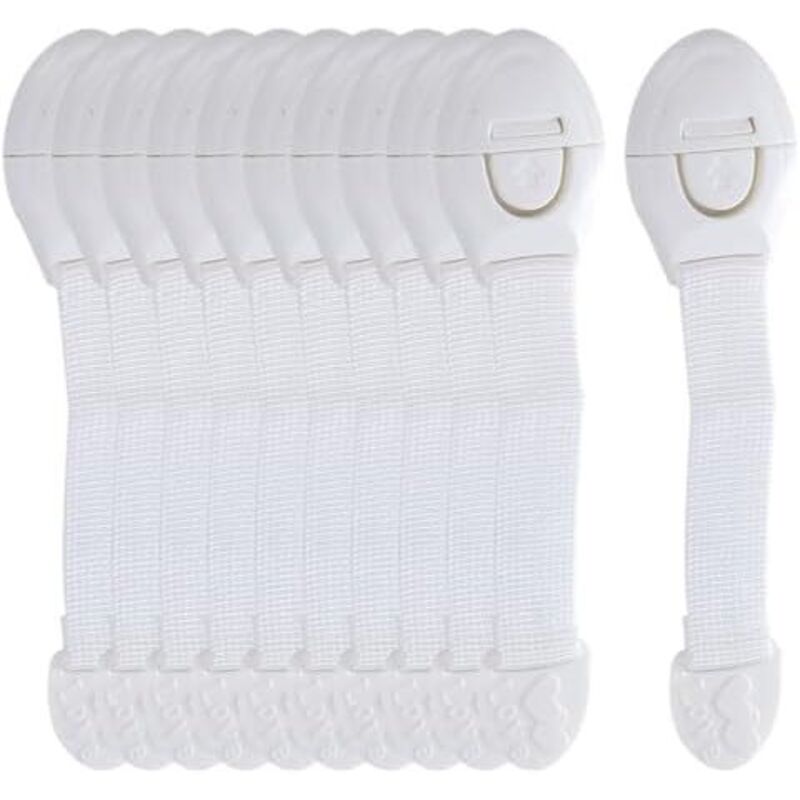 Csparkv - 10 piezas de cerradura de seguridad para niños para gabinetes, baños, cocinas, puertas, ventanas, refrigeradores, súper adhesiva, protege a