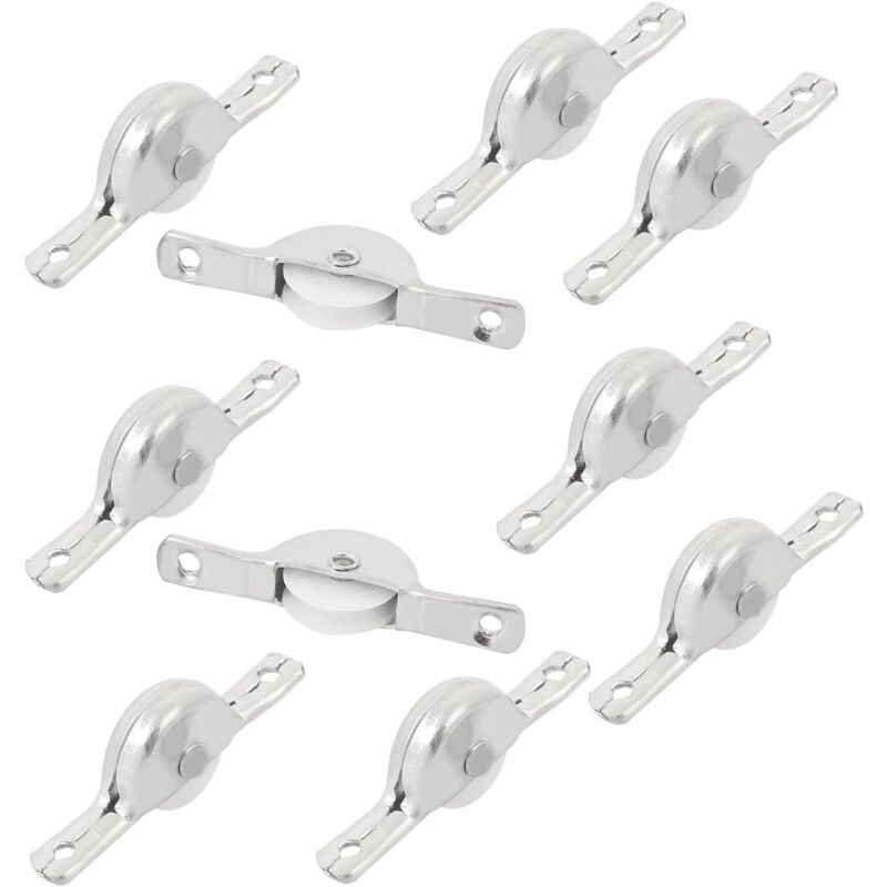 Csparkv - 10 piezas Mapa de abastecimiento Muebles Armario Armario Puerta corrediza Rodillo 1.8 '(46 mm) Distancia del orificio Tono plateado