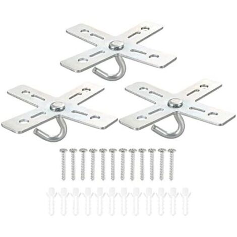 CSPARKV 100mm Crochet Trousse, 6 Ensemble Croix Désign Métal Plaque Support Cintre Support Plafond Ventilateur Luminaire pour Accrochage luminaire Lustre