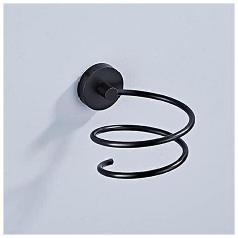 CSPARKV 10.7x7cm Support de Sèche-Cheveux Mural en Acier Inoxydable 304 Support de Sèche-Cheveux Mural Support de Sèche-Cheveux Mural Peu Encombrant avec Vis de Fixation pour Chambre Salle de Bain(Noi