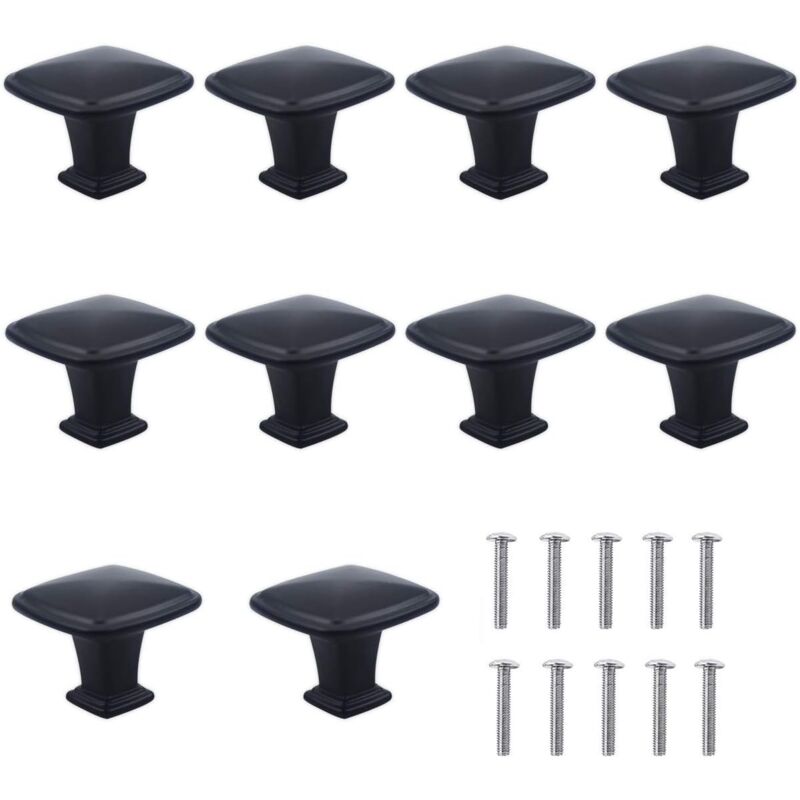 10PCS Black Drawer Door Handle, Single Hole Round Drawer Knobs, Door Knobs, Furniture Handles for Cupboard Wardrobe Kitchen, Kids Room - Csparkv