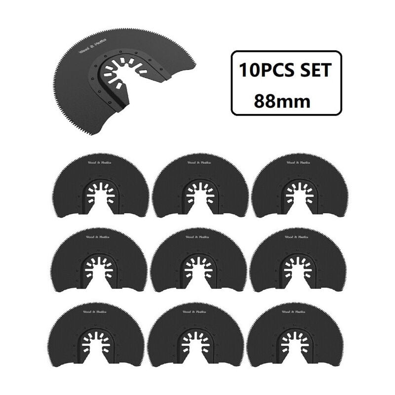 Csparkv - 10pcs Lames de Scie Oscillantes Semi-circulaires, 88mm Diamètre Multi-outils Outils Multifonction Universels à Dégagement Rapide pour Bois
