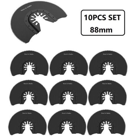 CSPARKV 10pcs Lames de Scie Oscillantes Semi-circulaires, 88mm Diamètre Multi-outils Outils Multifonction Universels à Dégagement Rapide pour Bois Plastique PVC