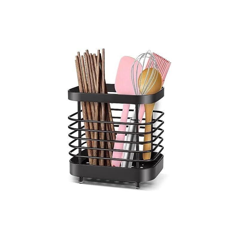 CSPARKV 10x7.5x10.5cm Porte Ustensiles Cuisine Acier, Égouttoir à Couverts Cuisine en Acier inoxydable, Égouttoir à Vaisselle pour