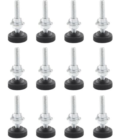 CSPARKV 12 Stück verstellbare Möbelbeine, M8 x 50 mm verstellbare Beine, verstellbare Möbelbeine aus Edelstahl mit Kontermutter, Klauenmutter und M10-Metallbohrer