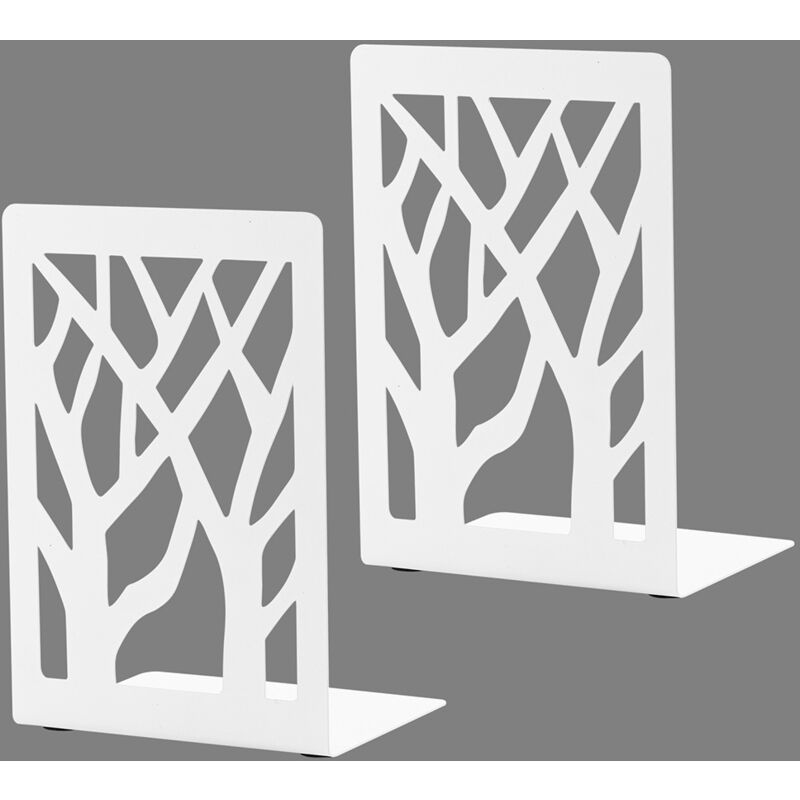 Csparkv - 12×9×17cm)Lot de 2 Blanc Serre Cale Livres en Métal - Presse Bloque Livre Design Bookends Robustes pour étagère, Bibliothèque, Bureau,
