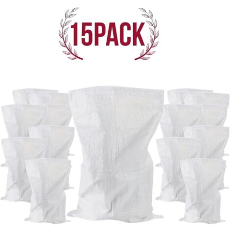 CSPARKV 15 Sacs à Gravats 75 Litres, 57 x 97 cm, 55 kg  Déchets de chantiers et végétaux  Résistant et réutilisable  En polypropylène tissé blanc  Gravier, sable, feuilles, cailloux