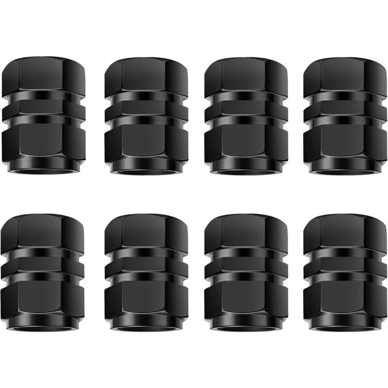 Csparkv - 1.6×1×1cm)(Noir)Bouchons de Valve de Pneu[8 Pièces ],Aluminium Capuchon Antipoussière de Roue ,Marqueur de Pneus de Voiture,avec Joint