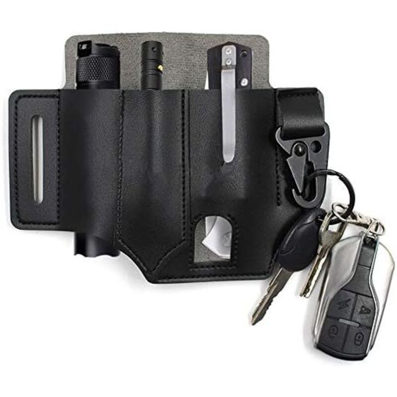 176x130mm Organisateur de Gaine en Cuir Gaine Multifonction Taille Boucle de Ceinture avec Porte-clés Organisateur de Poche avec Porte-Stylo Gaine de