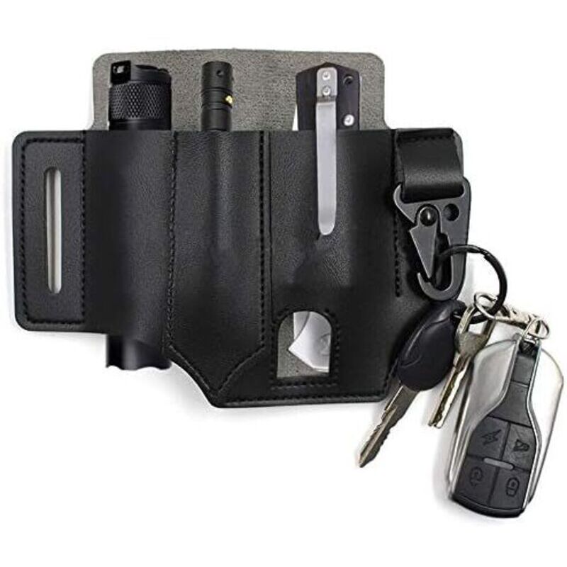 CSPARKV 176x130mm Organisateur de Gaine en Cuir Gaine Multifonction Taille Boucle de Ceinture avec Porte-clés Organisateur de Poche avec Porte-Stylo