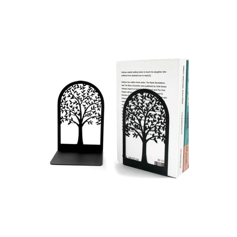 Csparkv - 18.1x12cm Serre Livre, 2 Cale Livre en métal Serre-Livres en métal en Forme d'arbre Serre-Livres décoratifs pour bibliothèque de Bureau